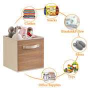 Wood Grain Fabric Storage Cubes with Handle-6pack