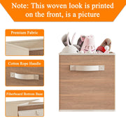 Wood Grain Fabric Storage Cubes with Handle-6pack