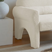 Modern Boucle Accent Chair with Lumbar Pillow