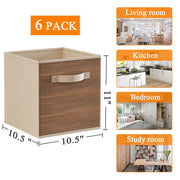 Wood Grain Fabric Storage Cubes with Handle-6pack
