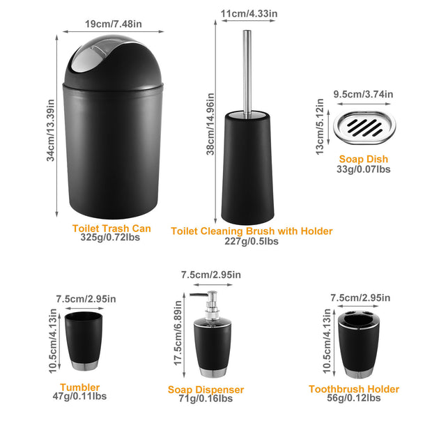 6 Pc Bathroom Accessories Set