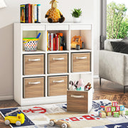 Wood Grain Fabric Storage Cubes with Handle-6pack