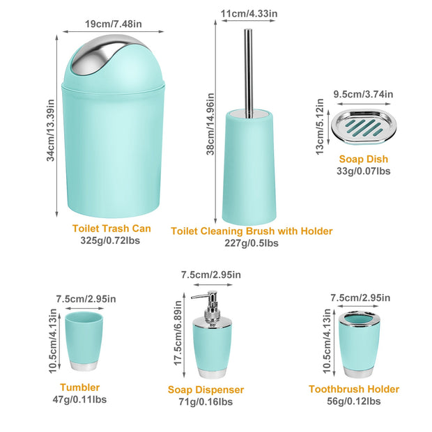 6 Pc Bathroom Accessories Set