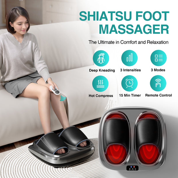 Shiatsu Foot Massager with Heat and Deep Kneading Therapy