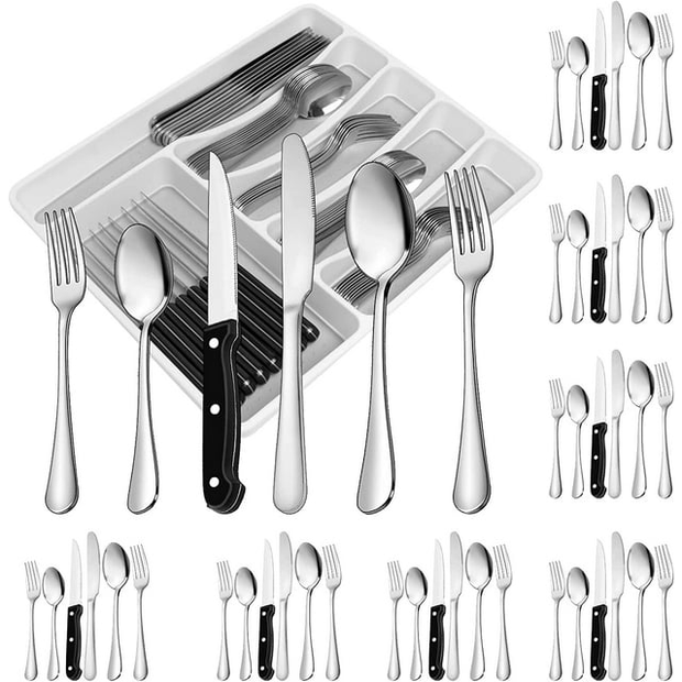 49-Piece Silverware Set with Flatware Drawer Organizer