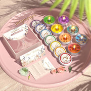 Set of 7 Chakra Candles with Embedded Crystals Gift Set